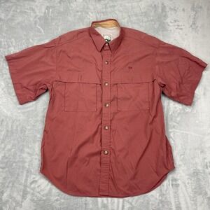 10X Fishing Shirt Mens Large Rust‎ Red Vented Short Sleeve Button Up Outdoor